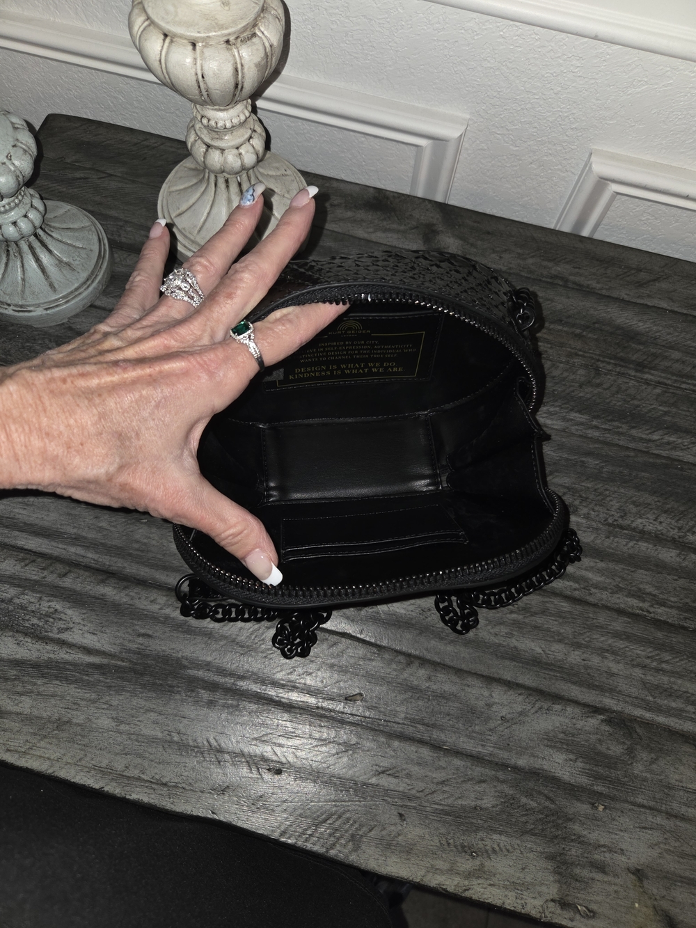 Kurt Geiger Black Textured Crossbody Bag with Matching Wallet - Picture 10 of 14
